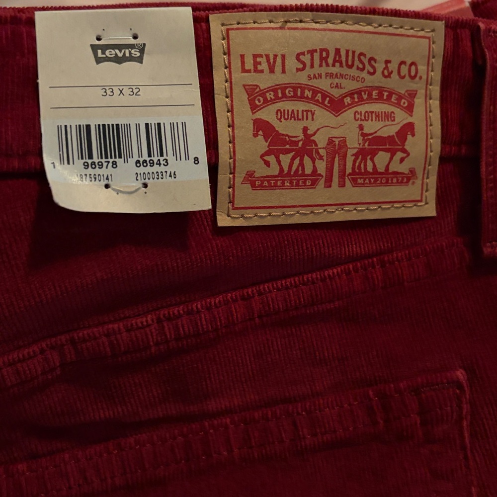 Levi's 725 High‎ Rise Bootcut Red Corduroy Women's Pants Size W33 L32 NEW Tall - Picture 9 of 10